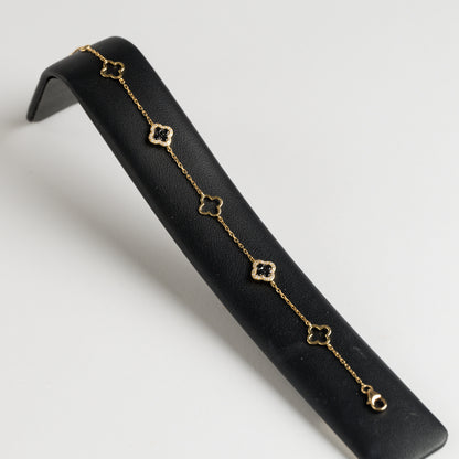 18ct Yellow Gold Diamond and Black Diamond Bracelet