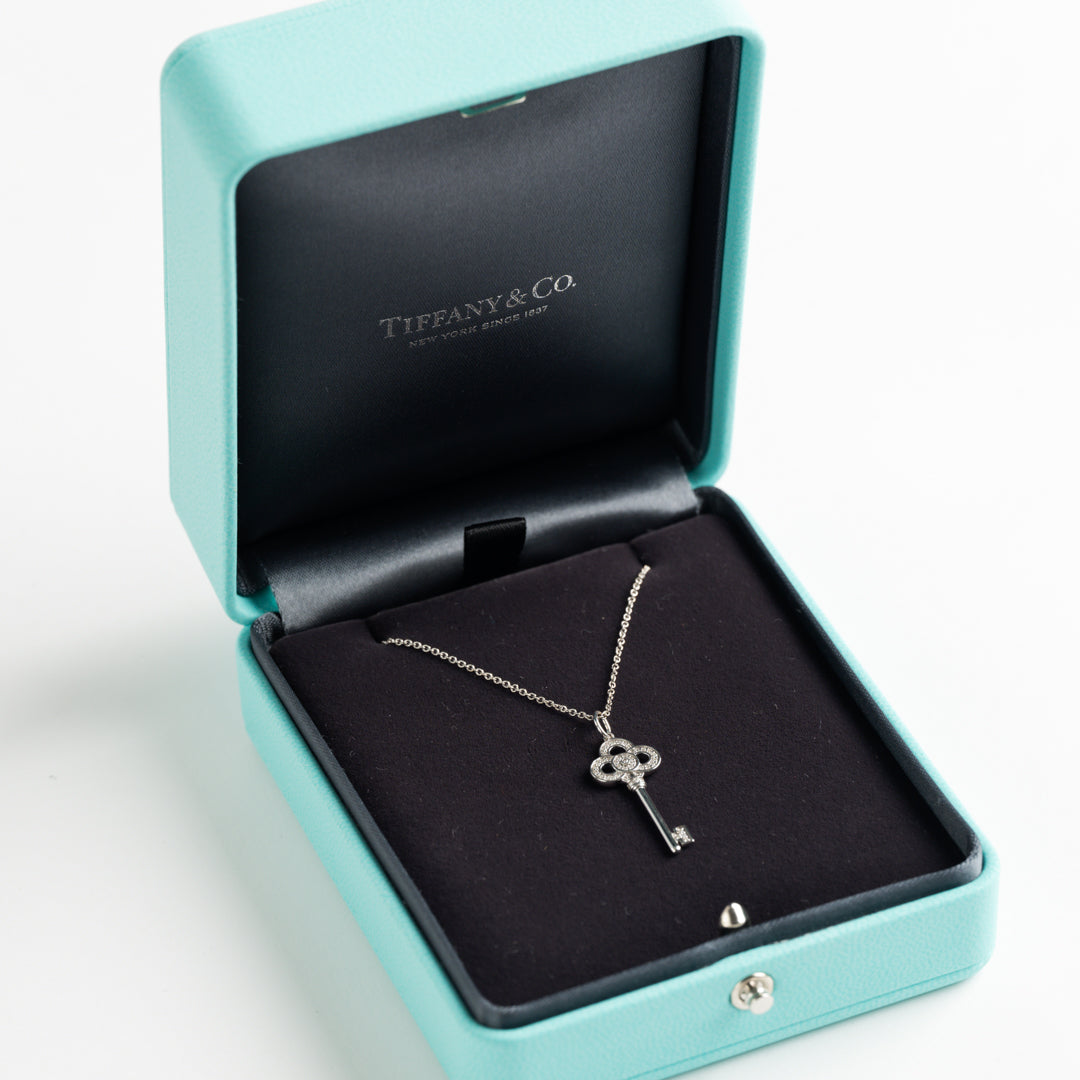 Tiffany Diamond Key Pendant and Chain