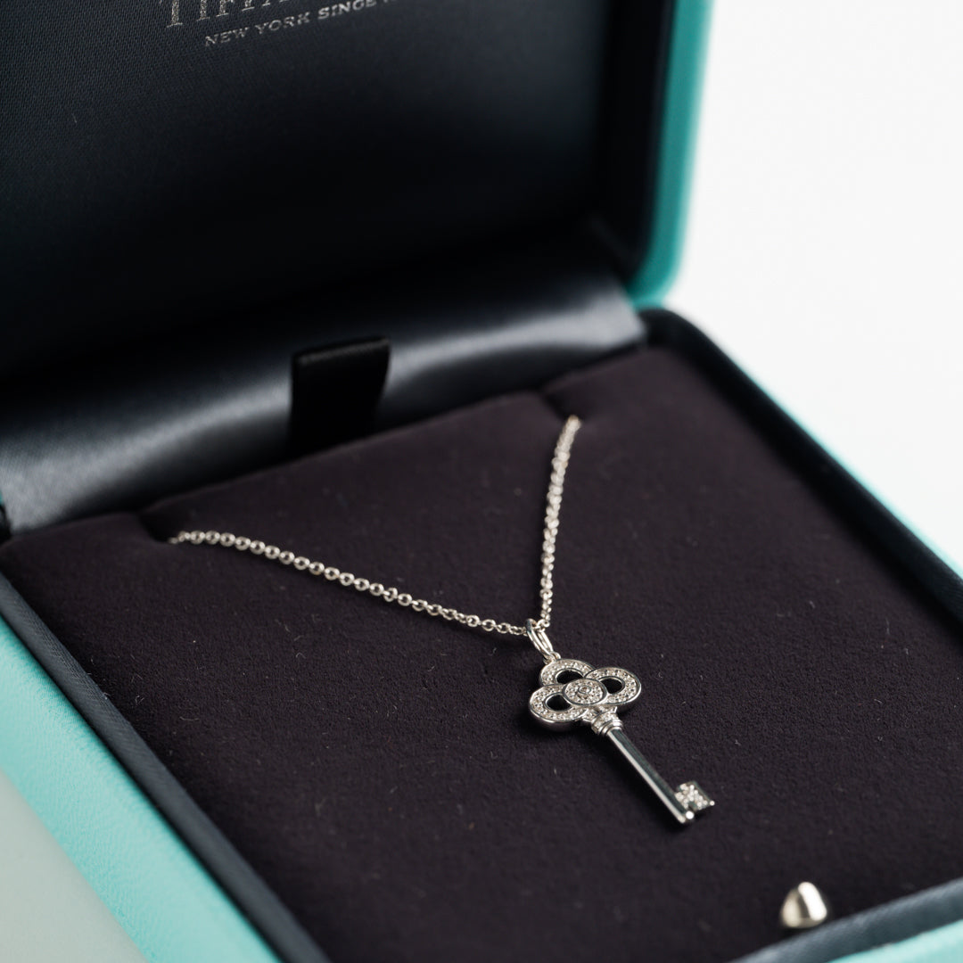 Tiffany Diamond Key Pendant and Chain