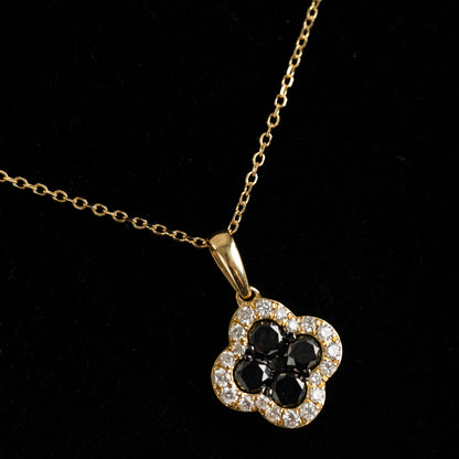 18ct Yellow Gold Diamond/Black Diamond Pendant and Earstud set