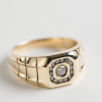 9ct Yellow Gold Gents Diamond Ring