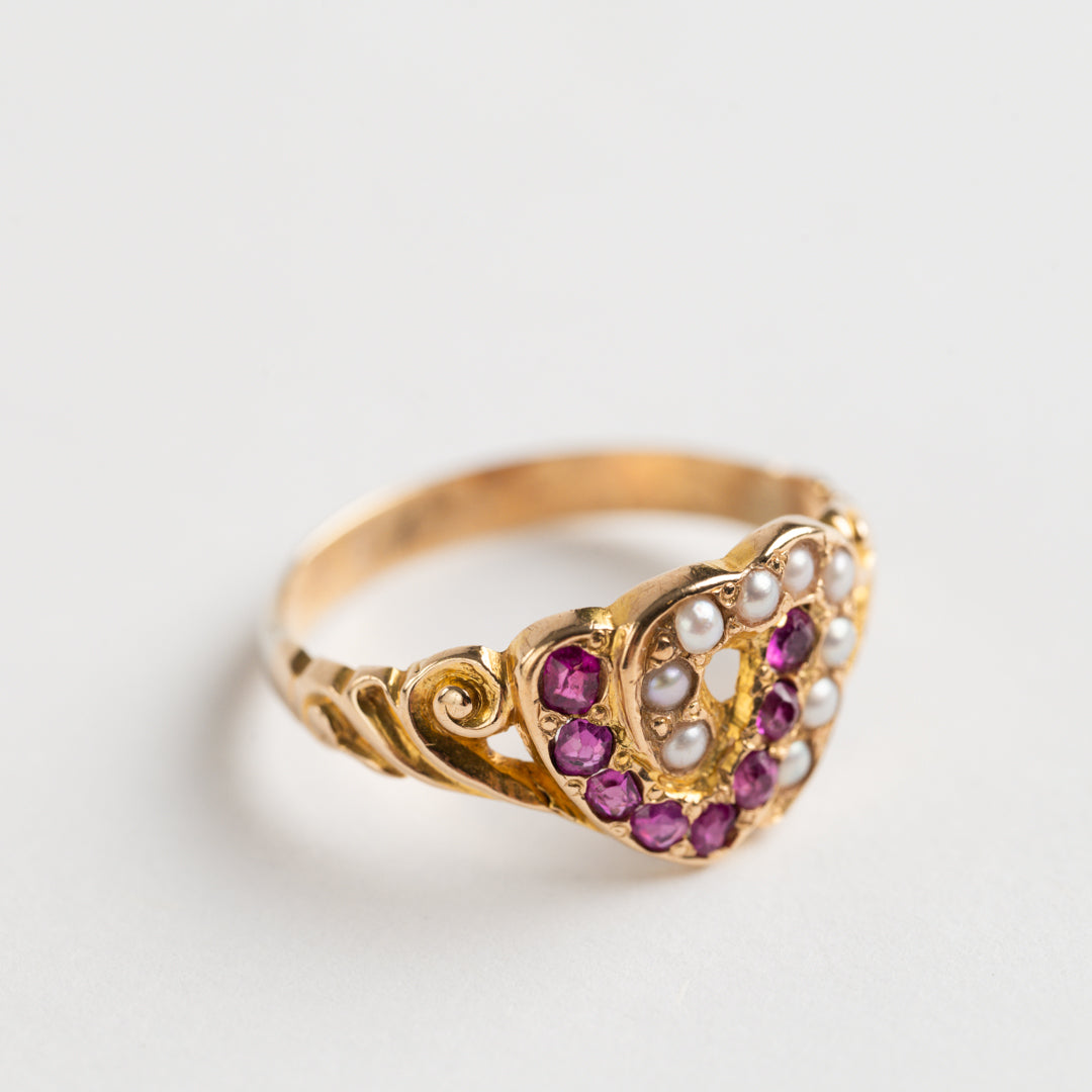Art Deco Ruby and Seed Pearl Ring