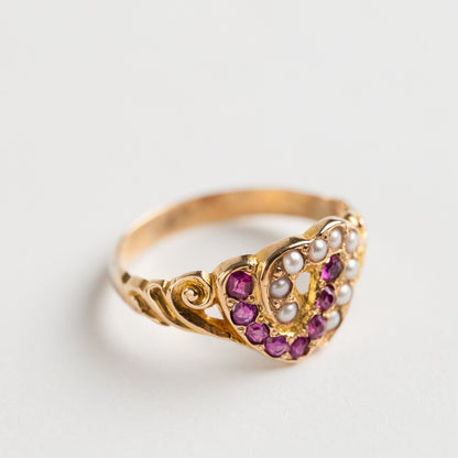Art Deco Ruby and Seed Pearl Ring